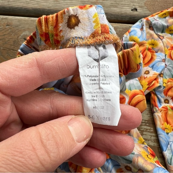 Bumblito 2 Piece Pumpkin Print Matching Set - Size 5/6 Years - Picture 6 of 6